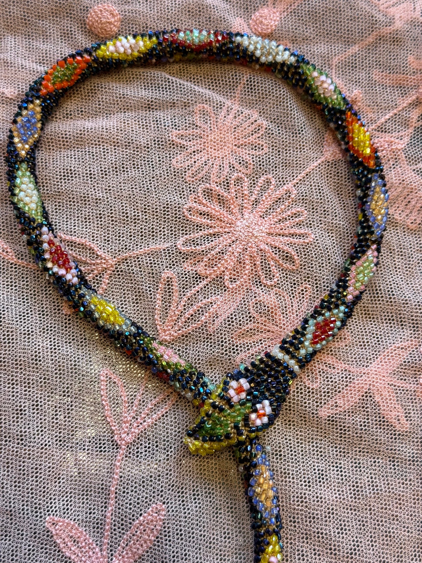 Bead Crochet Snake | Oil Slick Multi Color Diamond