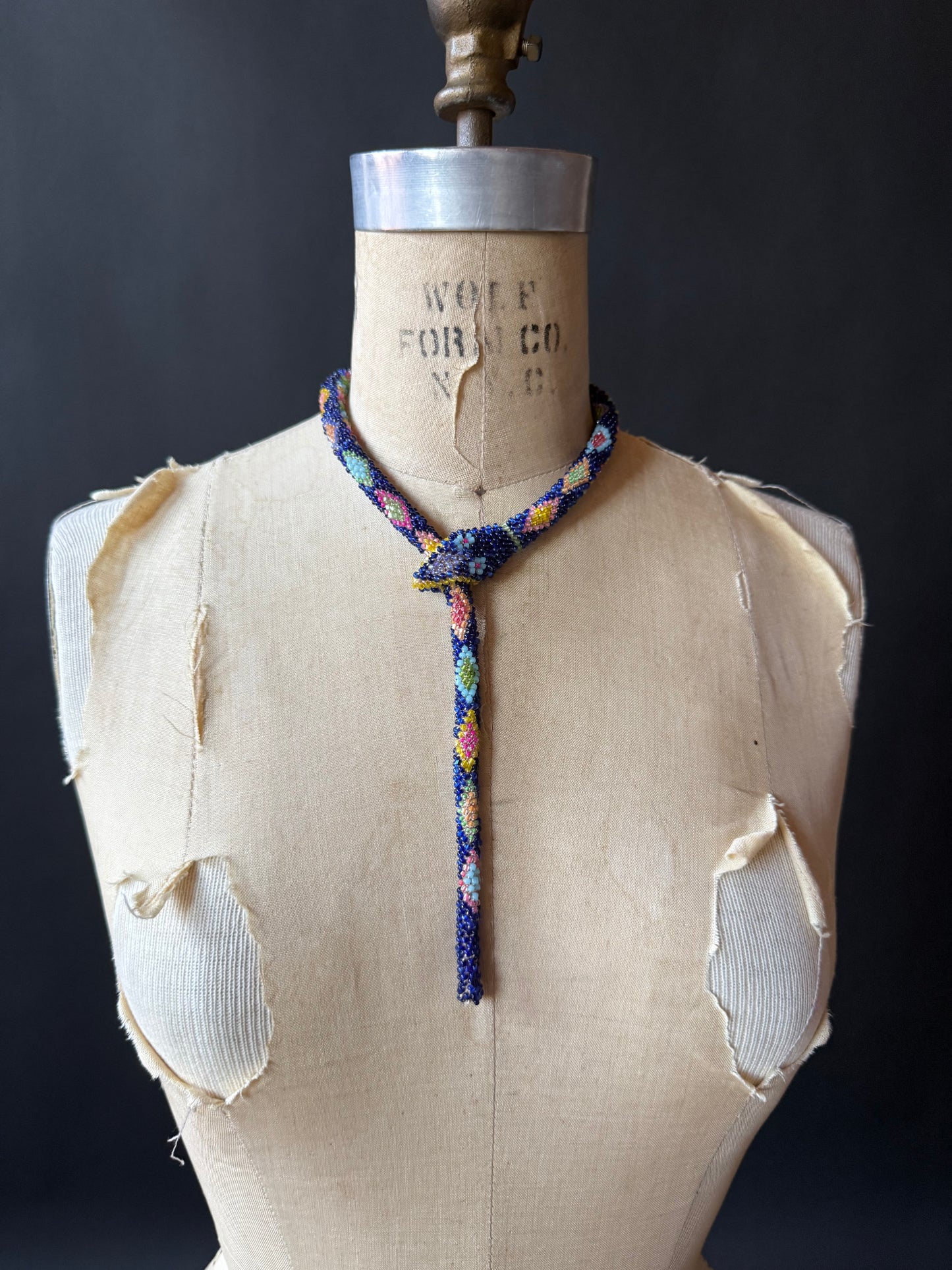 Bead Crochet Snake | Cobalt Multi Color Diamond