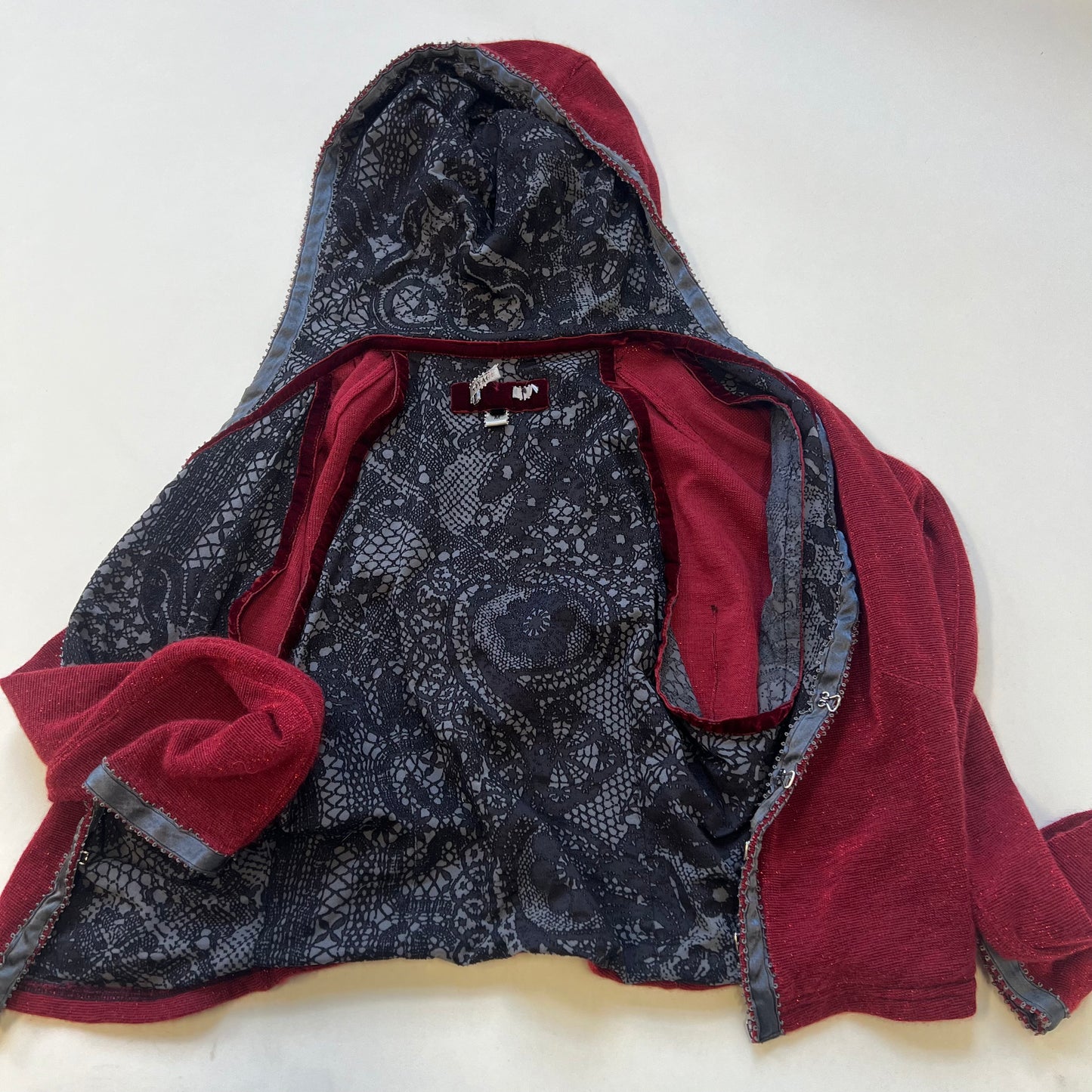 Red Hooded Sparkle Cardigan | Voyage Invest in the Original