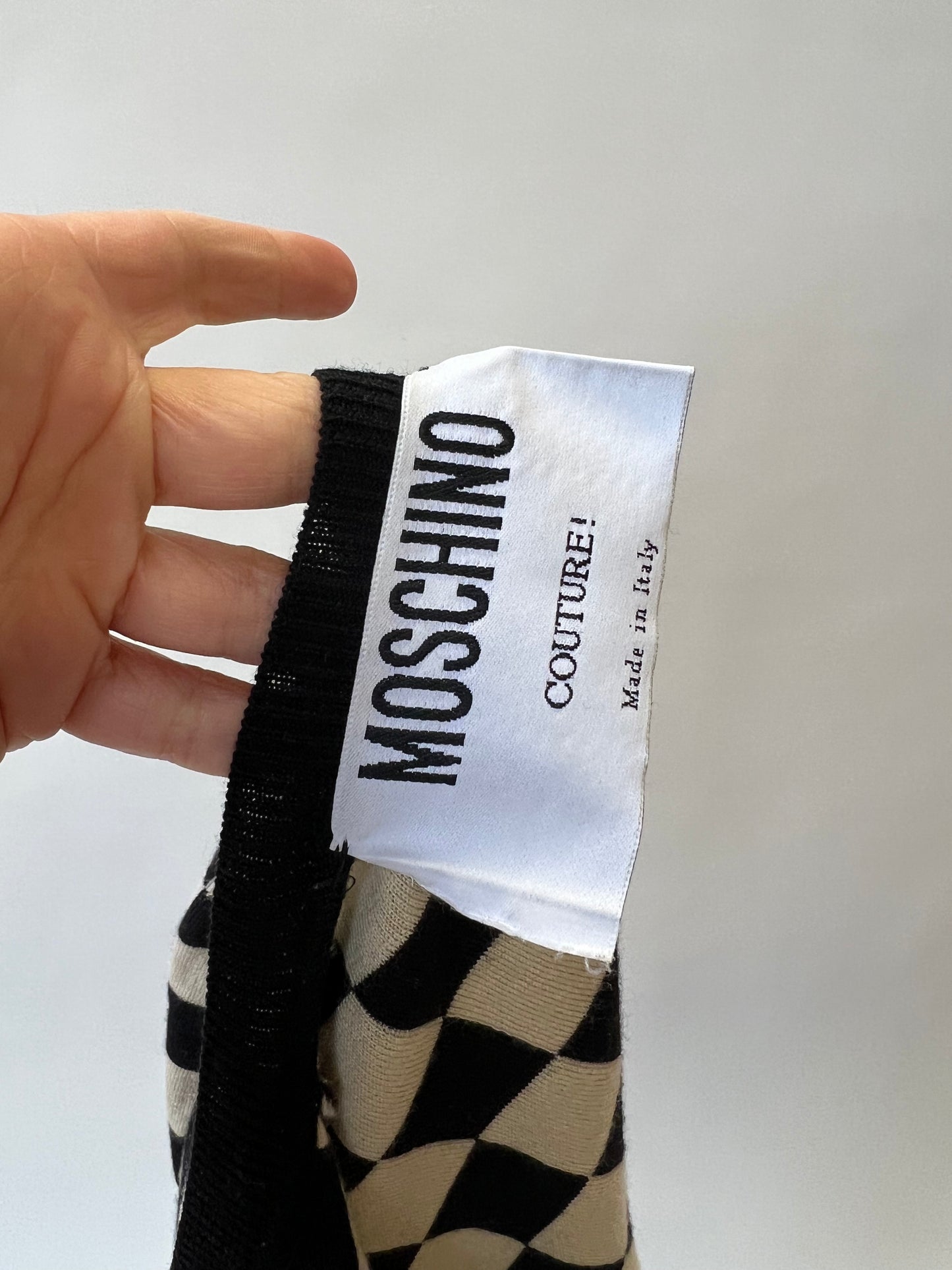 1990s Checkered Wrap Sweater | Moschino