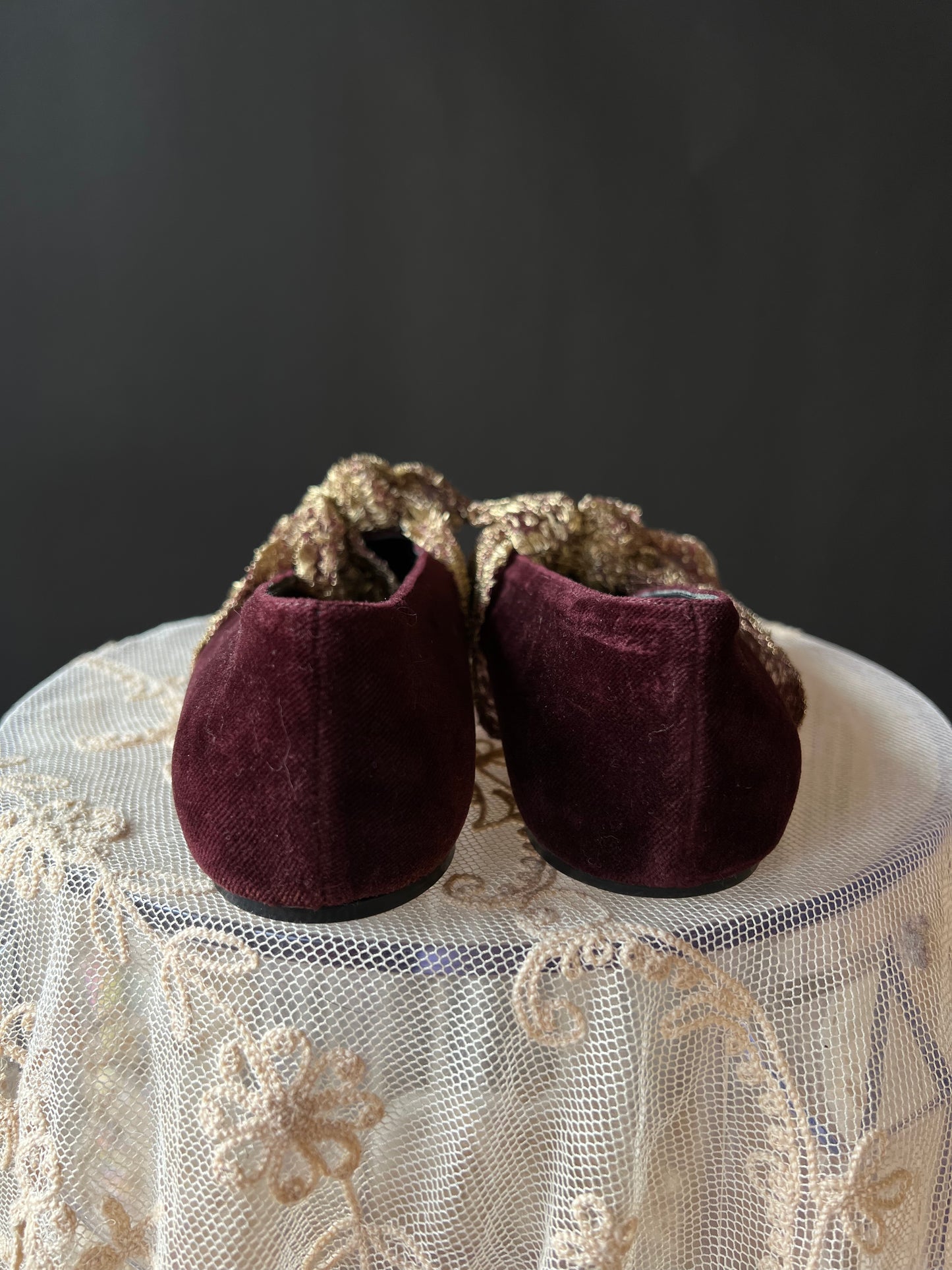 Burgundy Velvet Flats | Romeo Gigli