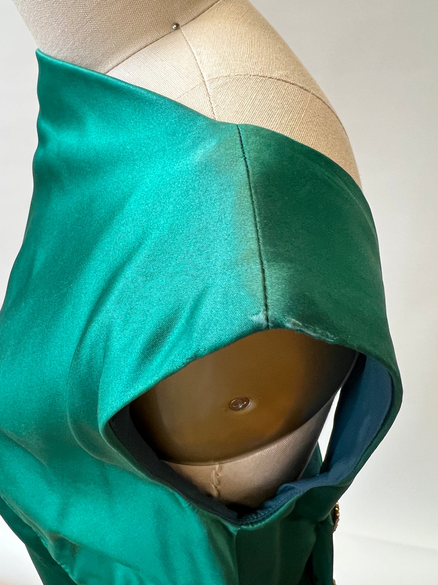 1960s Emerald Silk Evening Gown