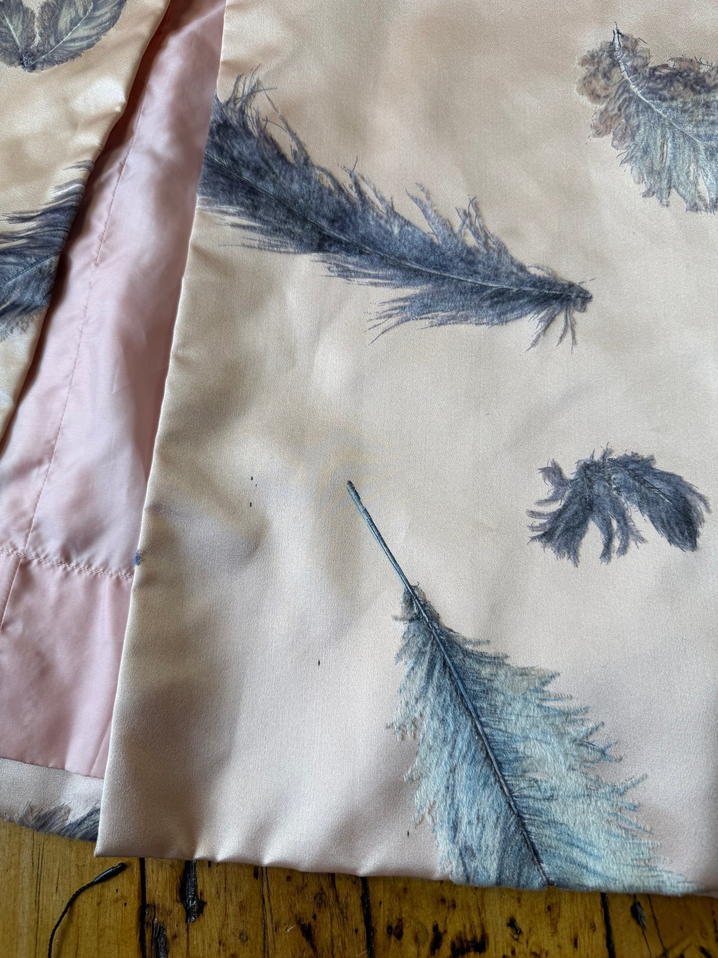 1960s Flocked Feather Gown w/ Feather Trim