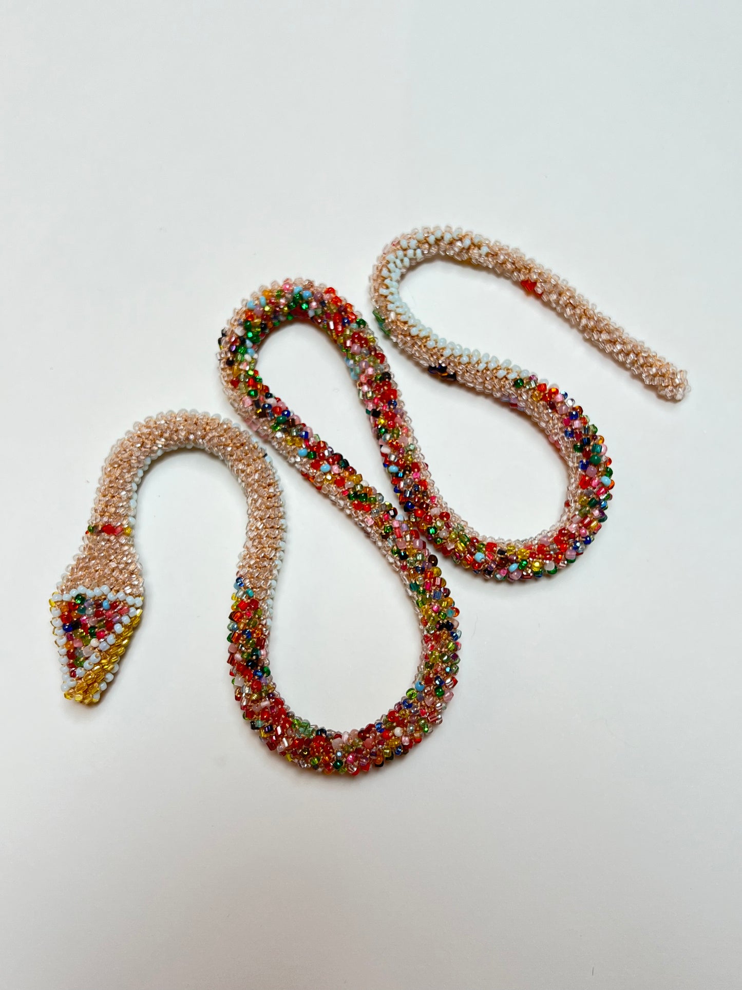 Bead Crochet Snake | Crystal Rainbow Flower
