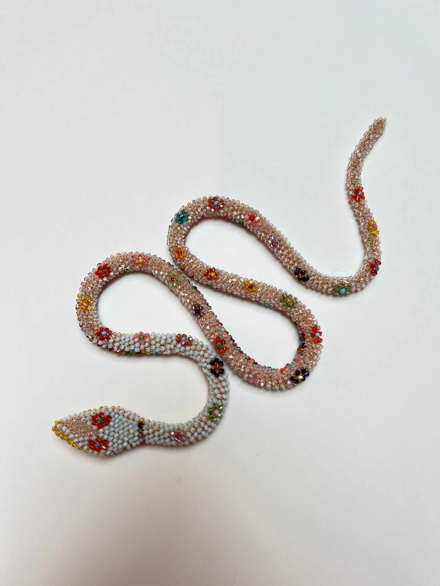 Bead Crochet Snake | Crystal Rainbow Flower