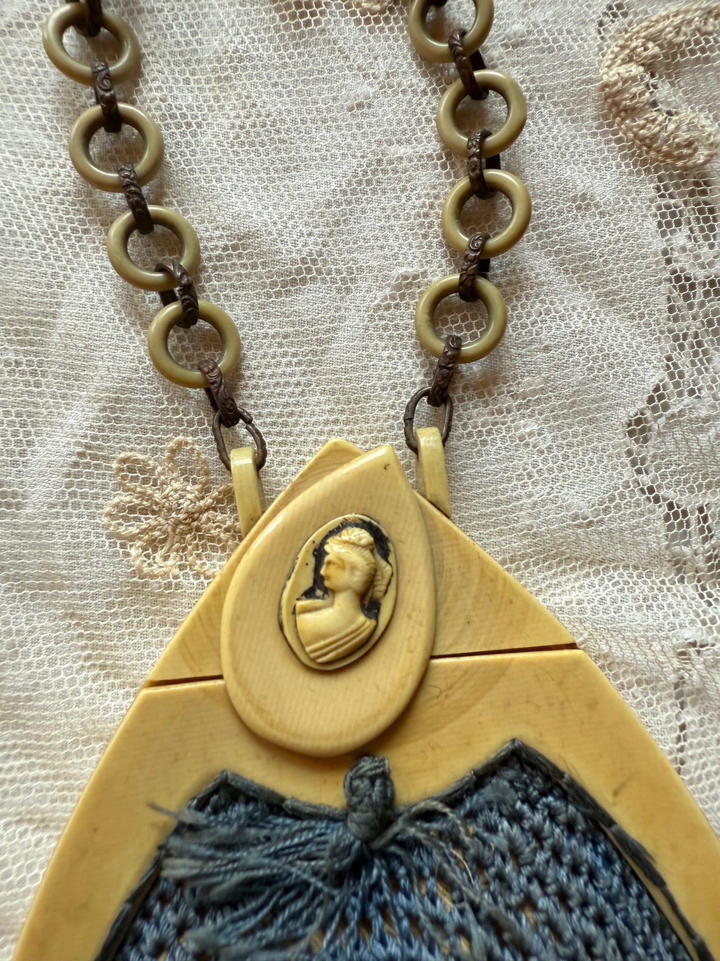 1920s Blue Crochet Fringed Cag