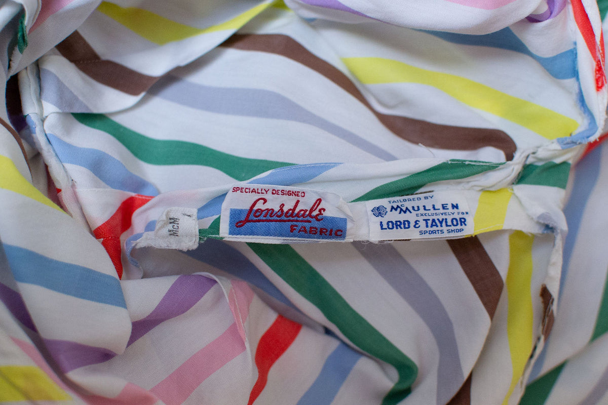 1940s Rainbow Striped Cotton Dress | McMullen
