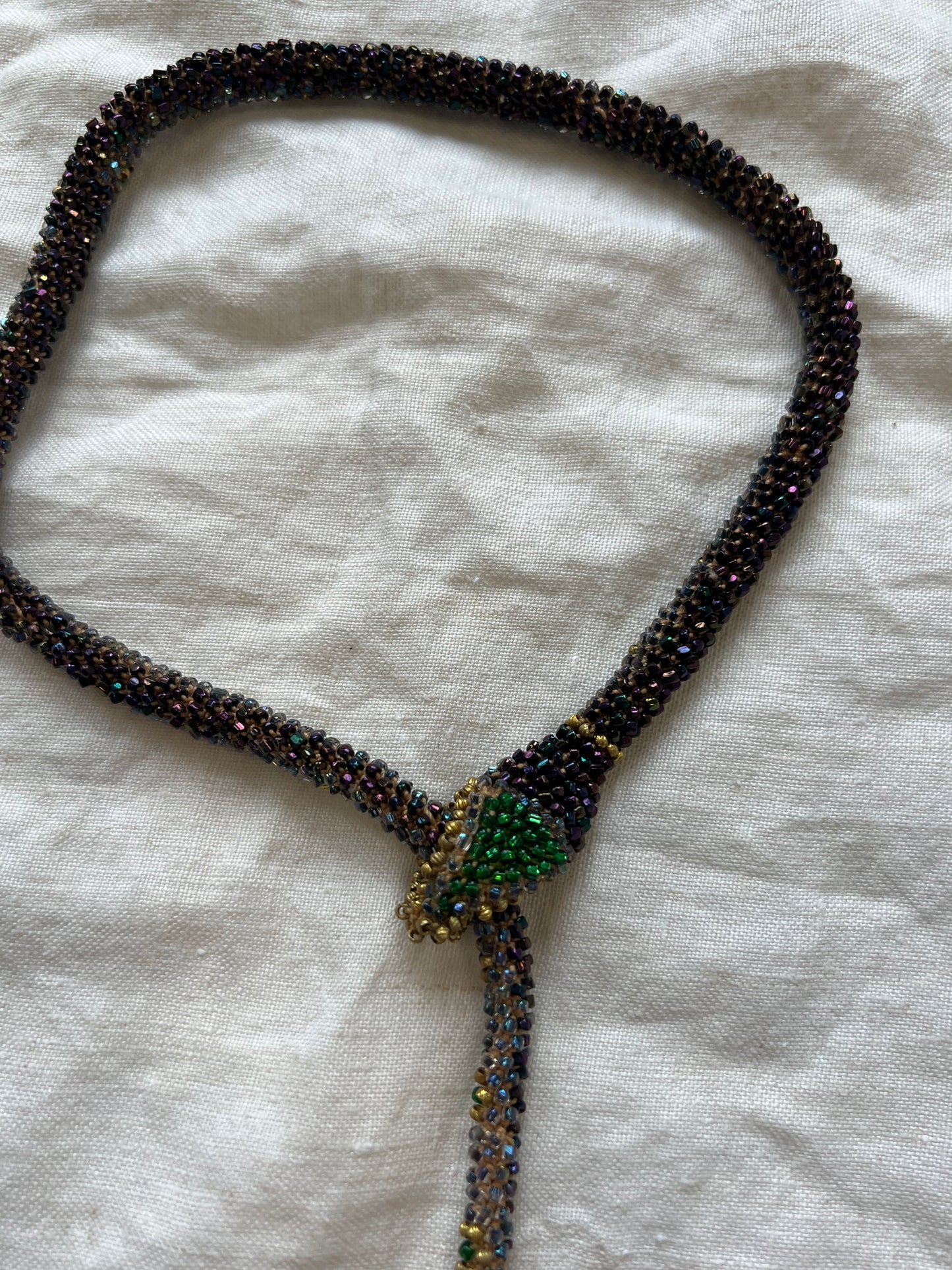 Bead Crochet Snake | Iridescent navy