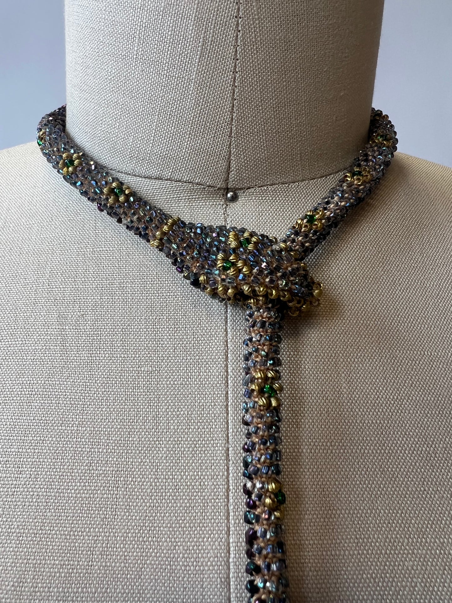 Bead Crochet Snake | Iridescent navy