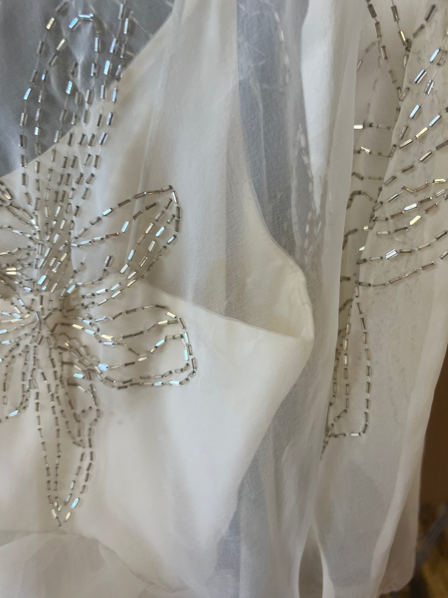 1980s Cream Chiffon Dress