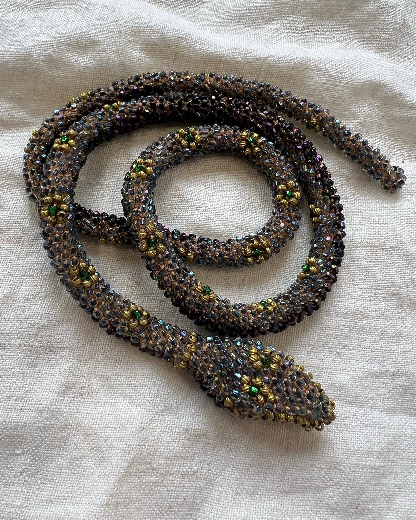Bead Crochet Snake | Iridescent navy