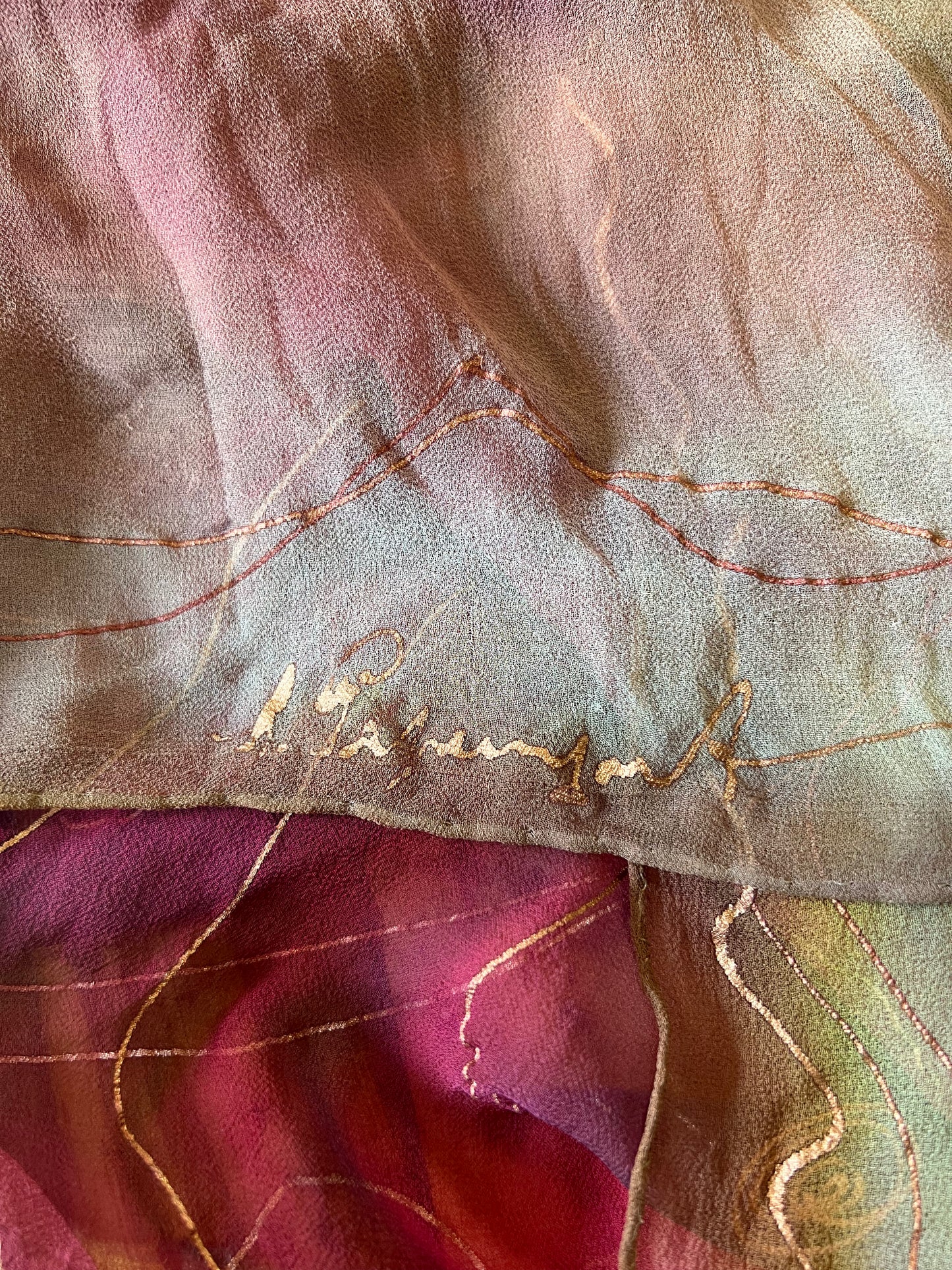 Hand painted chiffon scarf