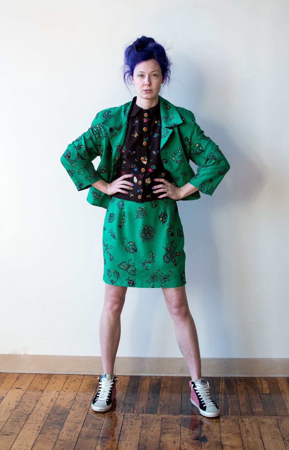 Silk Bug Print Skirt Suit | Todd Oldham Spring 1992