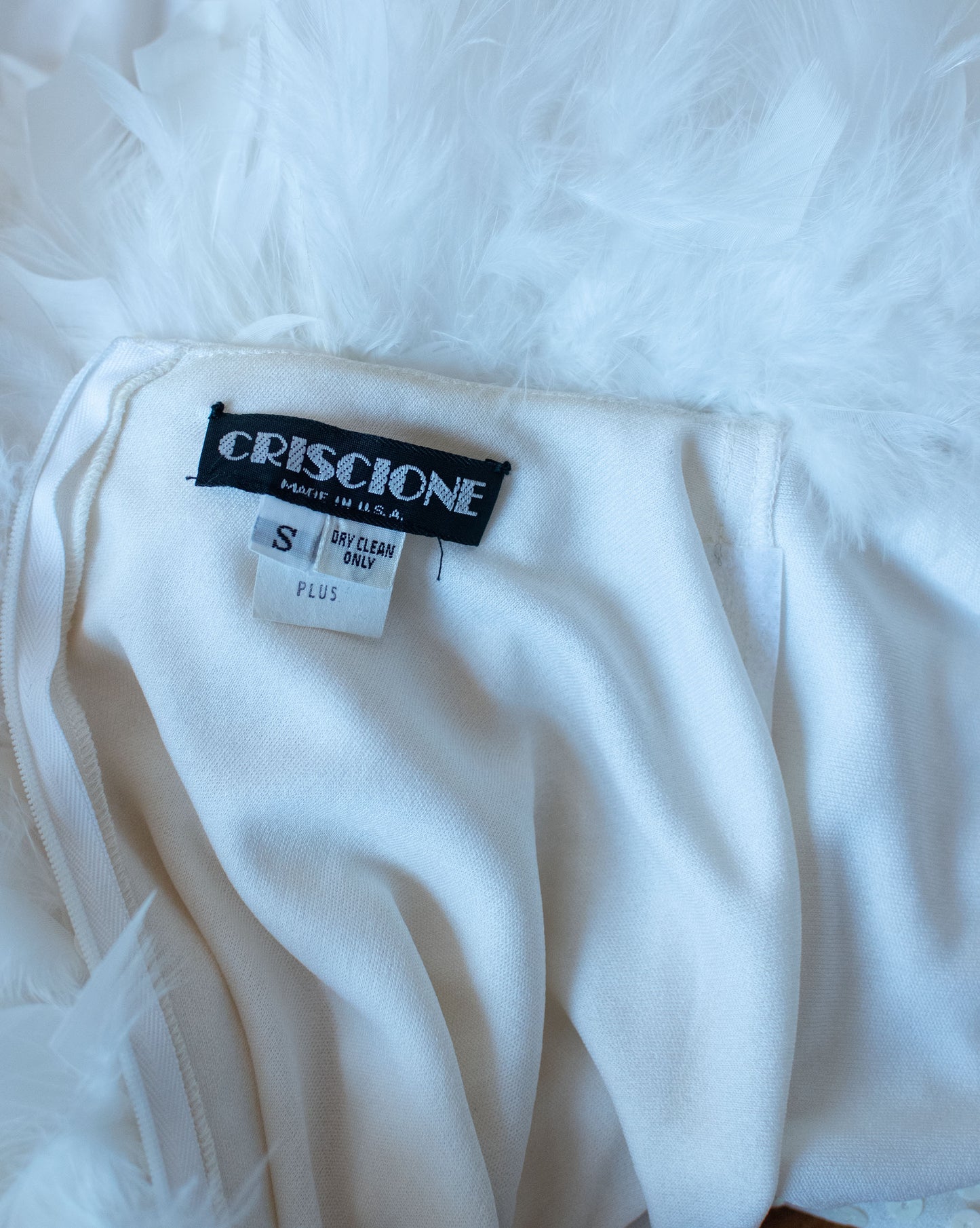 1980s Feather Trim Dress