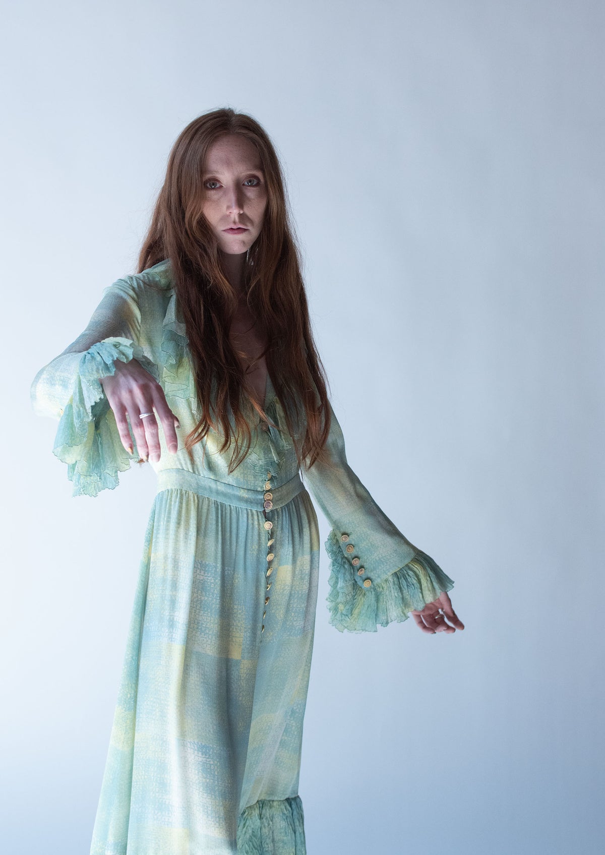 Ruffled Sleeve Silk Dress | Chloe SS 1993