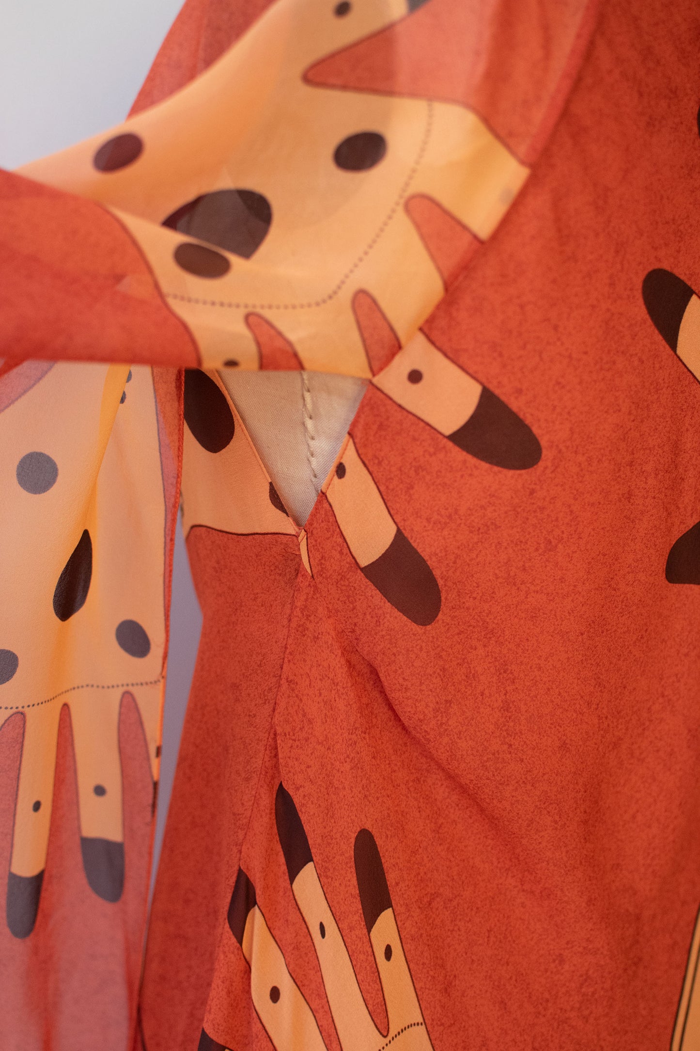 1970s Hand Print Chiffon Dress | Oscar de la Renta