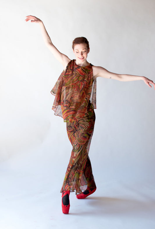 1920s Psychedelic Chiffon Dress