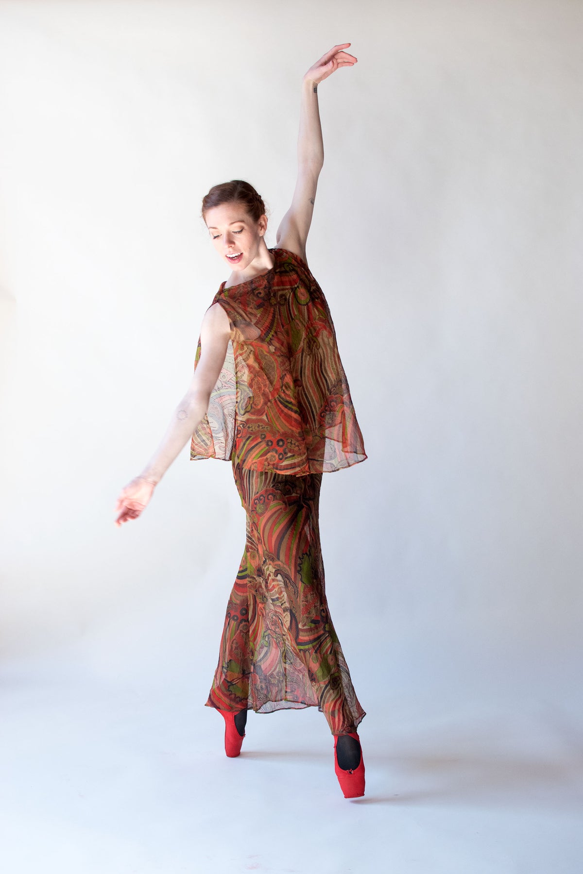 1920s Psychedelic Chiffon Dress
