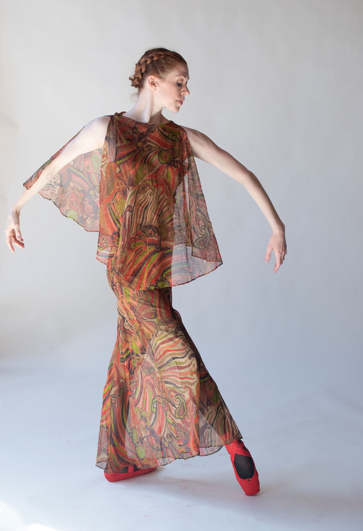 1920s Psychedelic Chiffon Dress