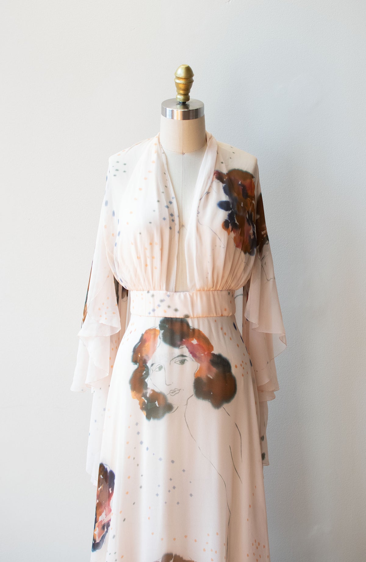 1970s Painted Chiffon Dress | Holly's Harp