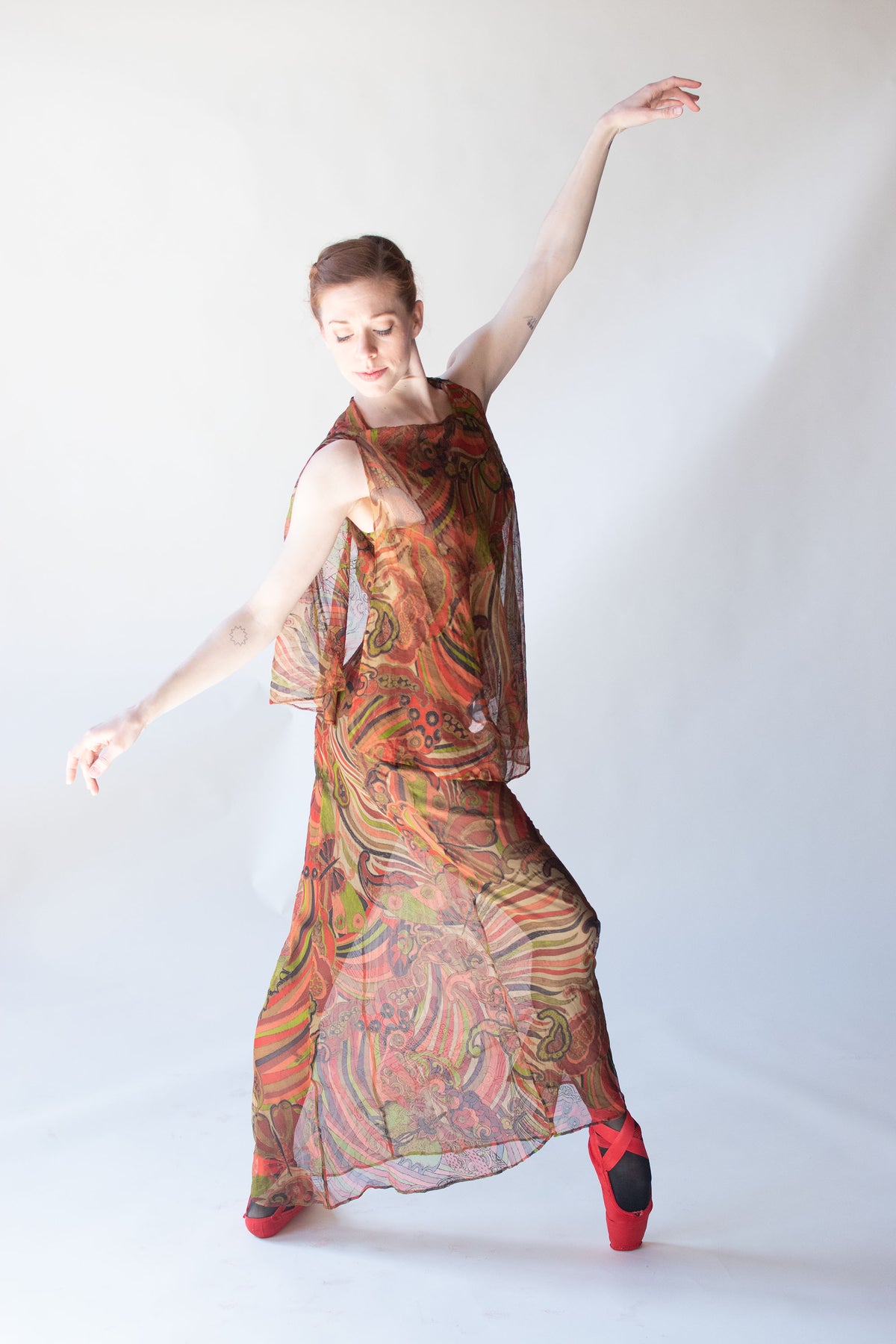1920s Psychedelic Chiffon Dress