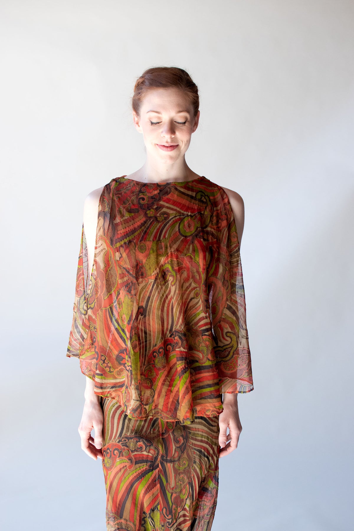 1920s Psychedelic Chiffon Dress