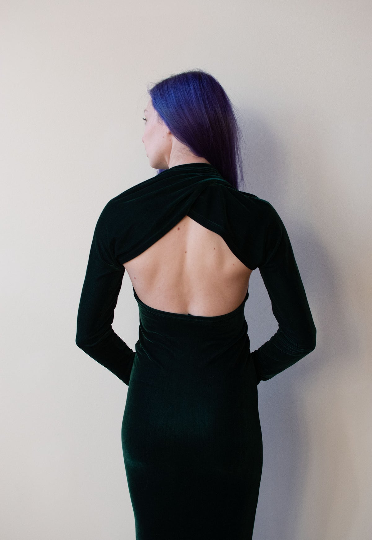 1990s Green Velvet Dress
