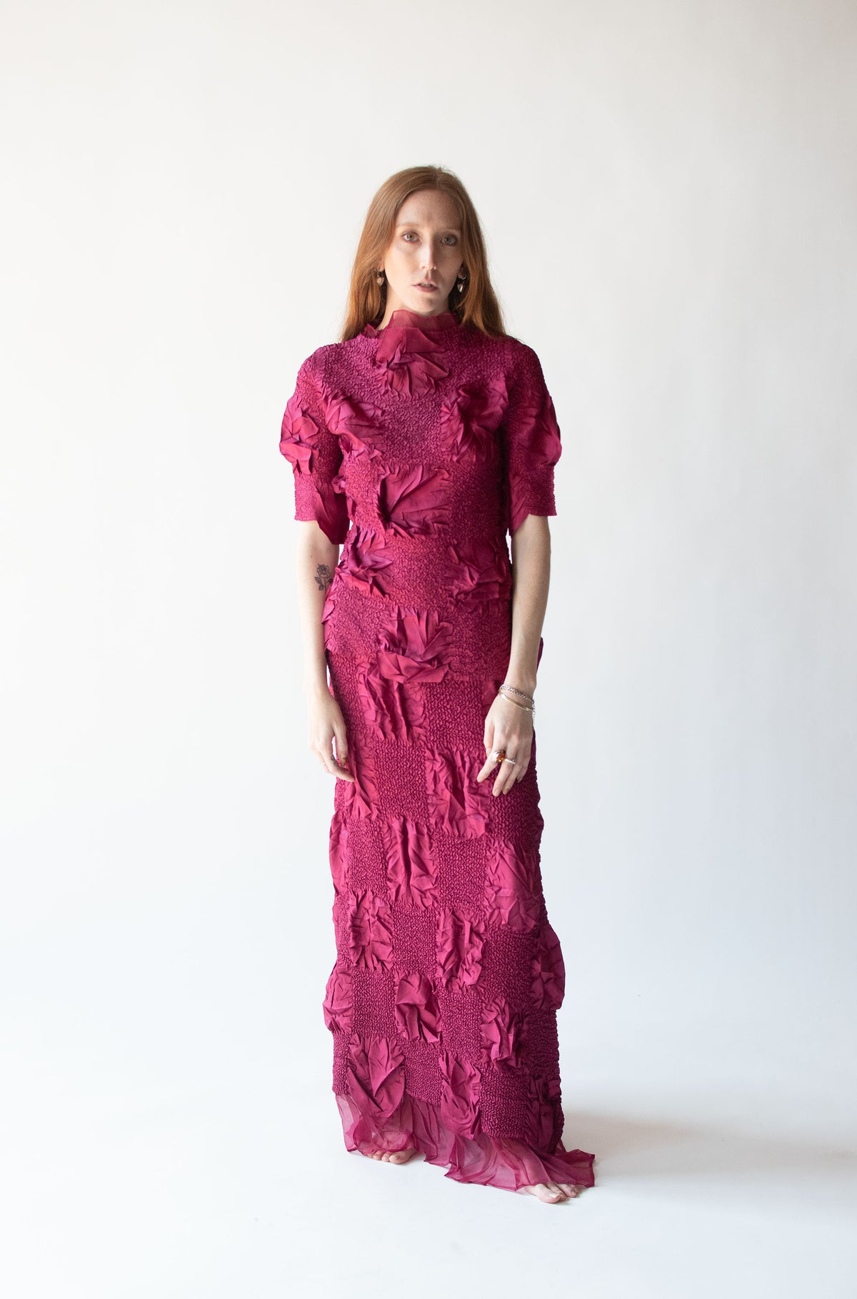 Raspberry Pleated Dress Set | Yoshiki Hishinuma