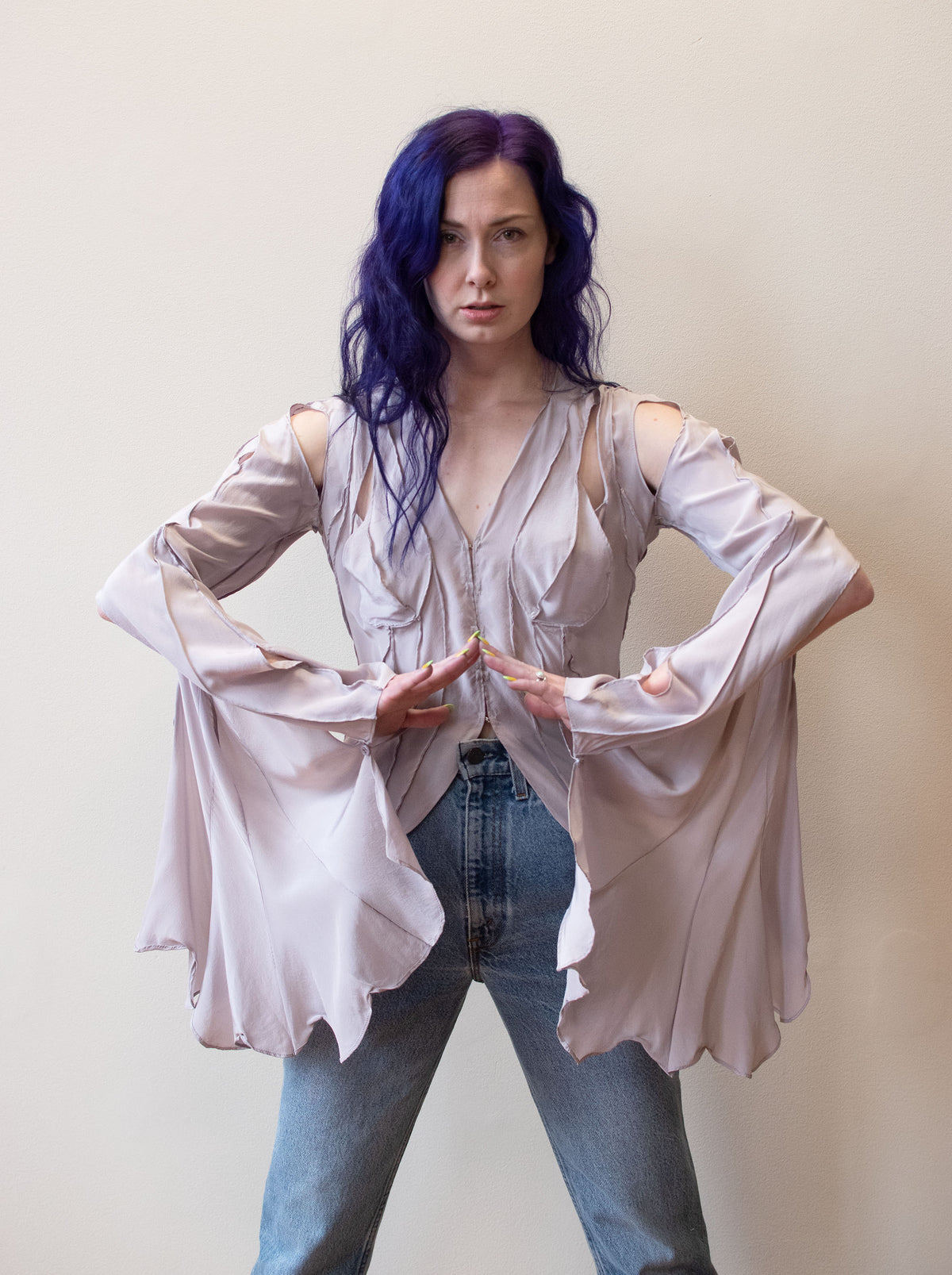 Mauve Silk Blouse Yves Saint Laurent SS 2003 | A Virtual Affair