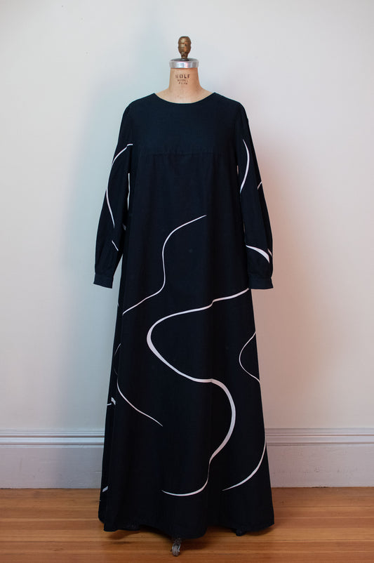 1970s Black and White Swirl Dress | Marimekko