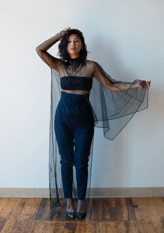 1990s Sheer Black Dress