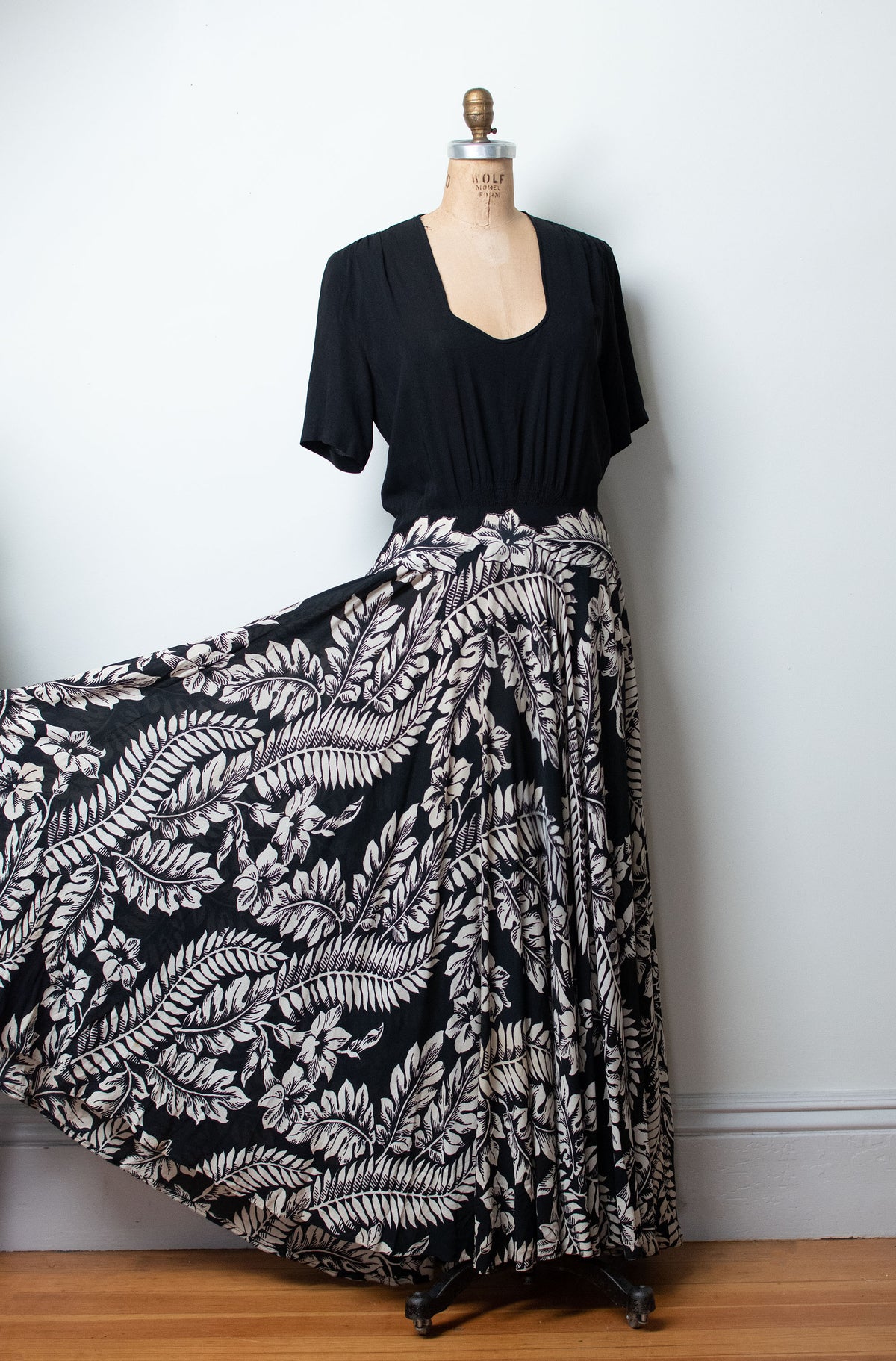 1940s Printed Rayon Dress