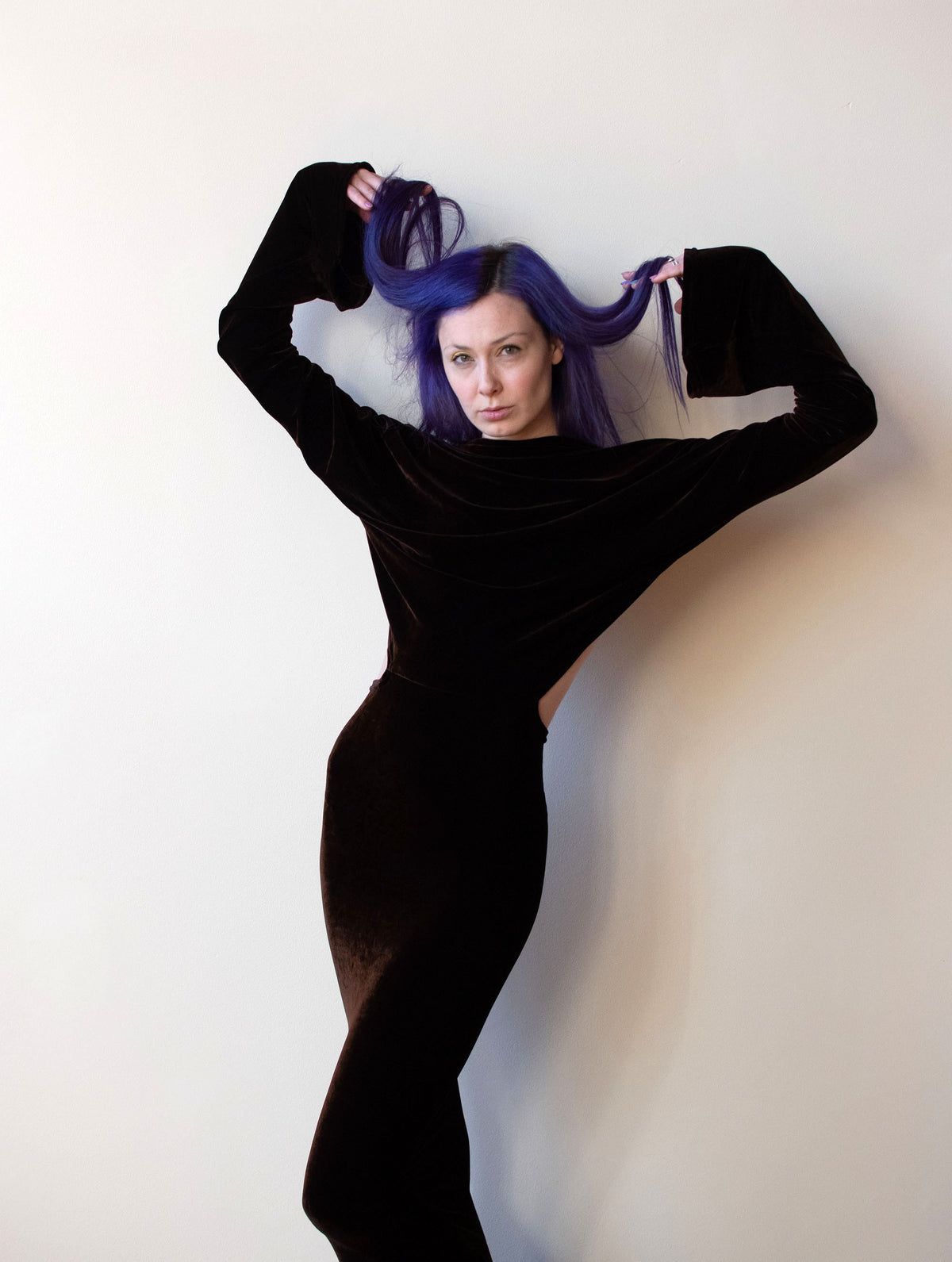 1990s Brown Velvet Dress