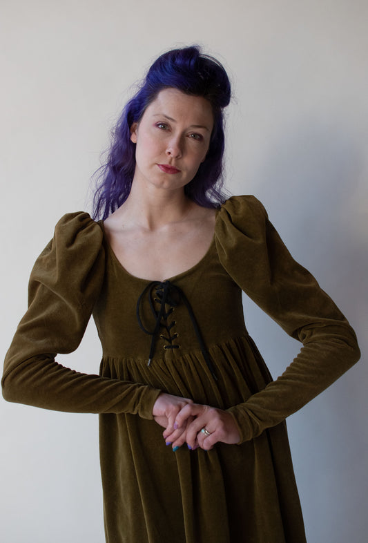 1980s Green Velvet Dress | Betsey Johnson Punk Label
