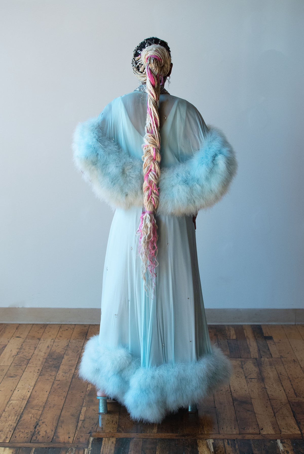 1960s Feather Trim Gown
