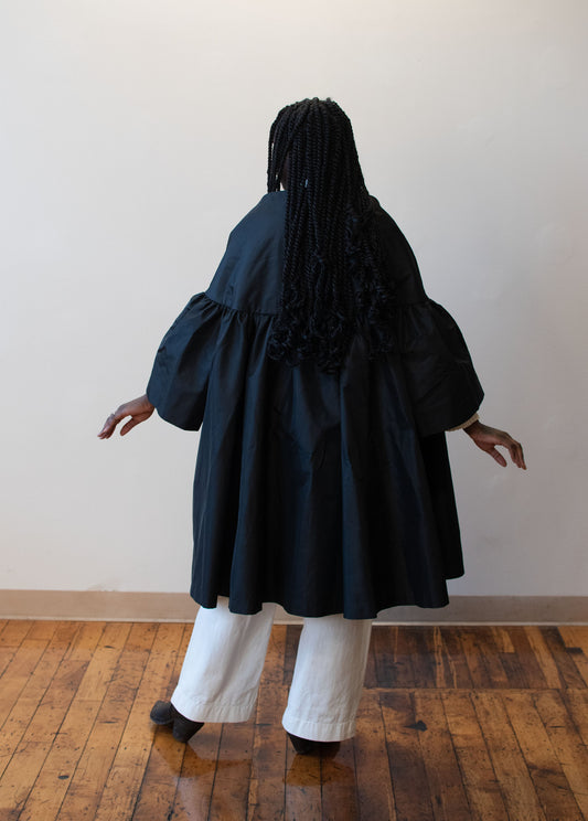 Black Taffeta Opera Coat | Victor Costa