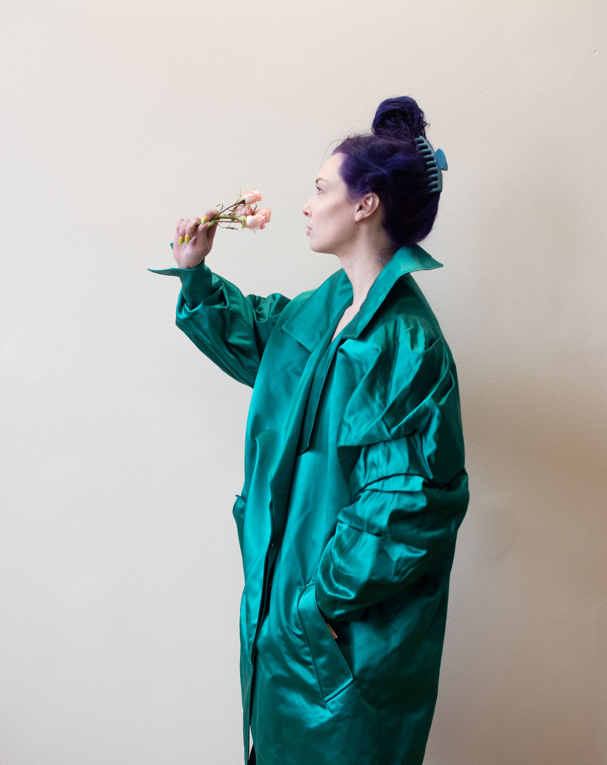 Claude Montana Emerald Silk Coat | A Virtual Affair