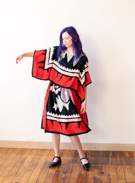 1980s Printed Silk Dress | Michael Vollbracht