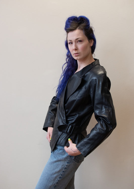 1980s Black Leather Jacket | Furs Ettex
