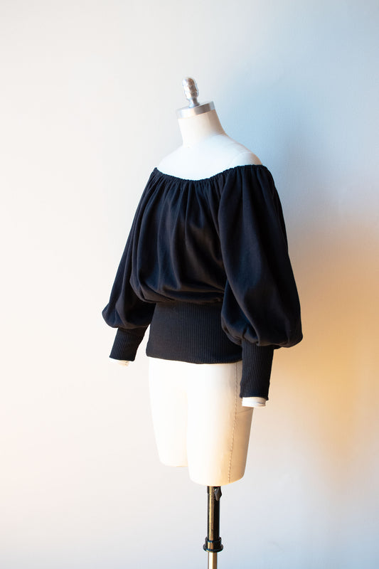 1980s Black Bishop Sleeve Sweatshirt | Norma Kamali