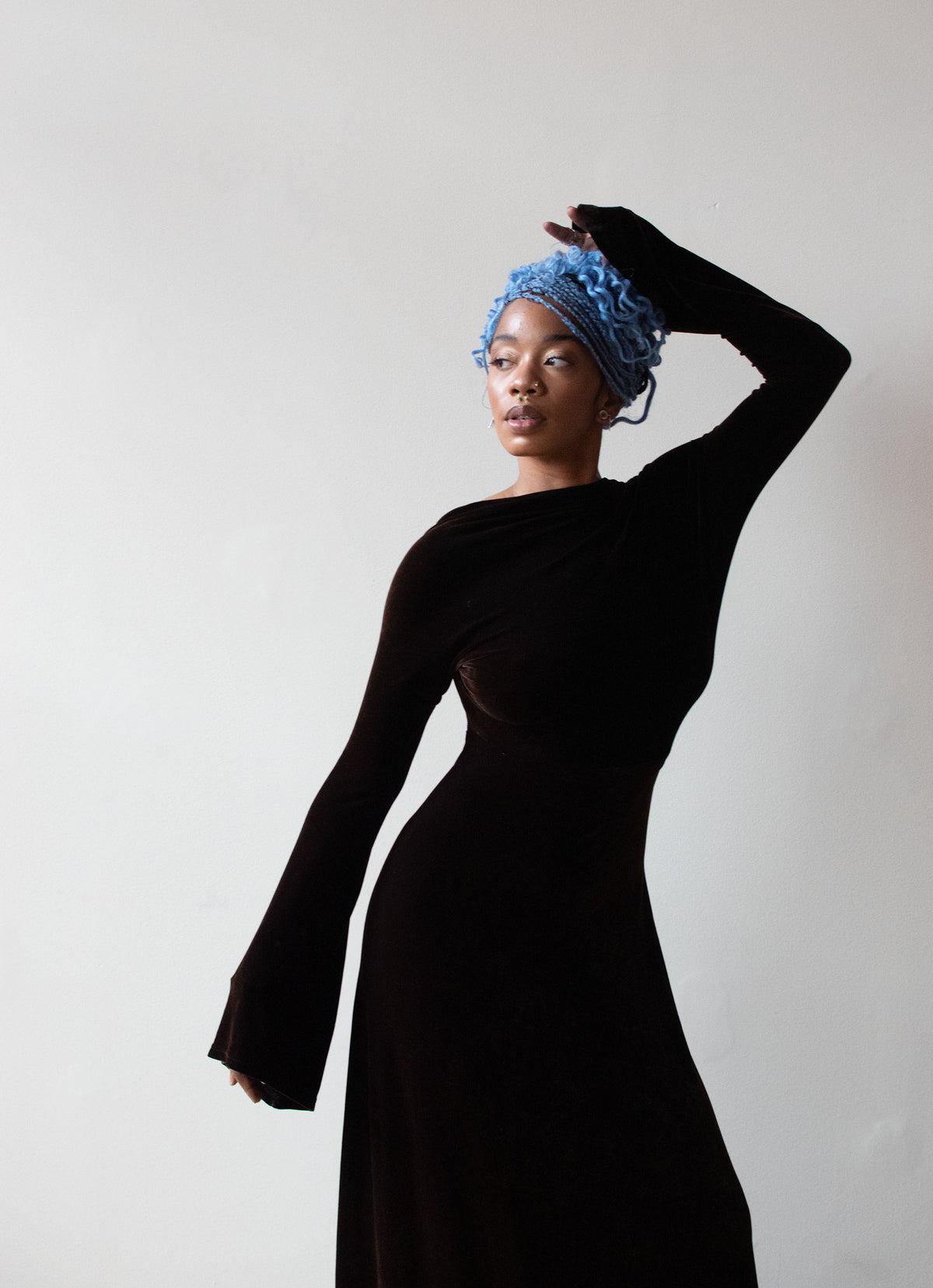 1990s Brown Velvet Dress