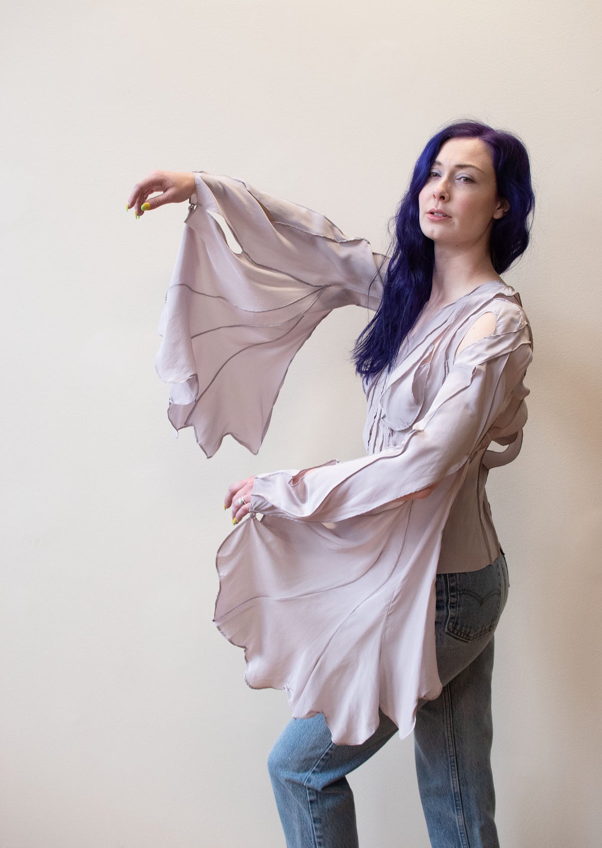 Mauve Silk Blouse Yves Saint Laurent SS 2003 | A Virtual Affair