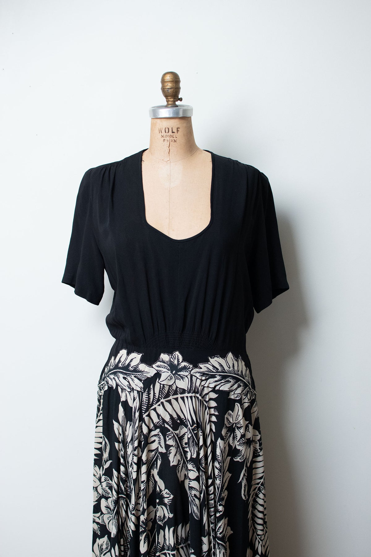 1940s Printed Rayon Dress
