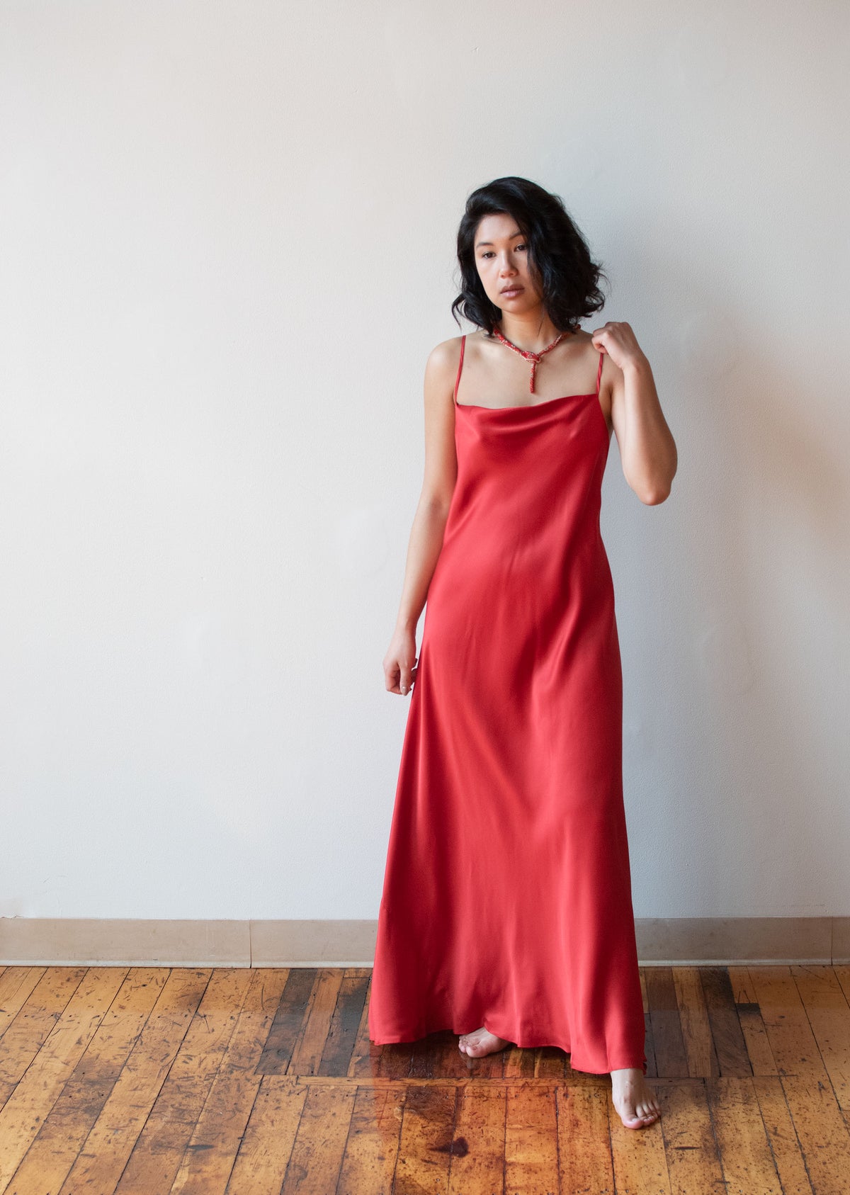 Red Silk Slip Dress | Donna Karan