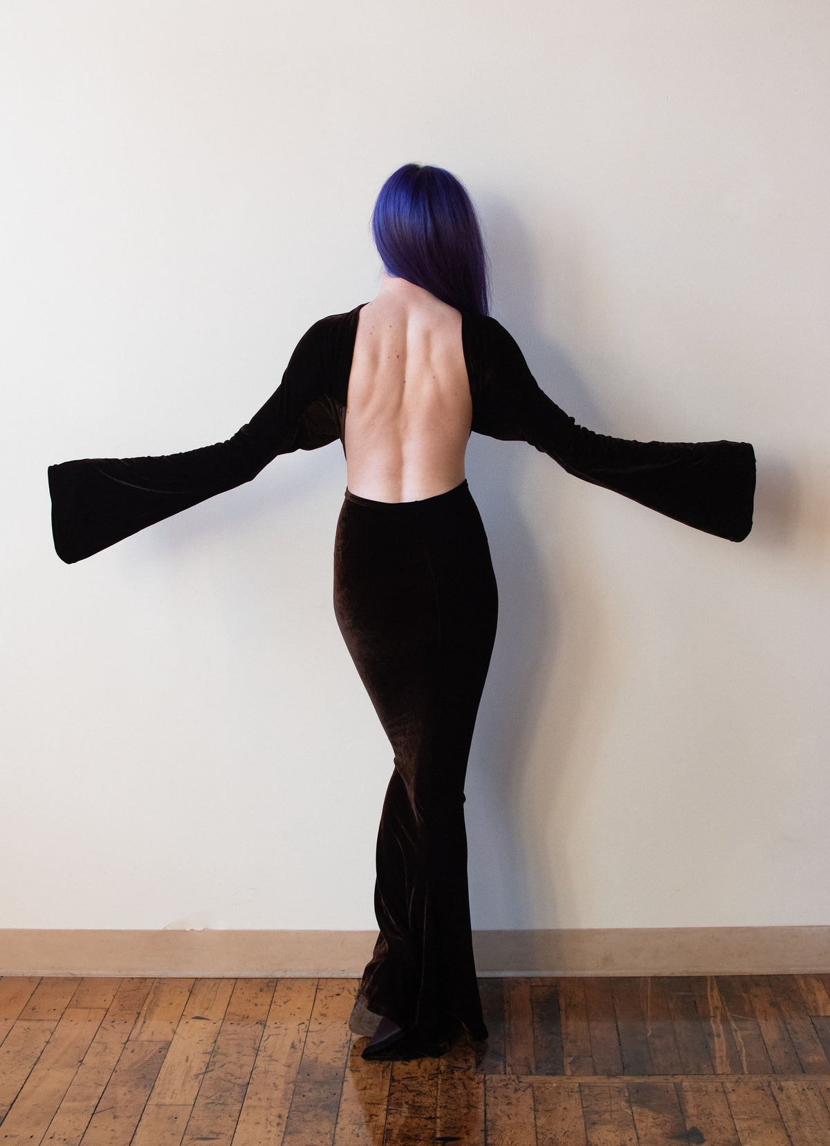 1990s Brown Velvet Dress