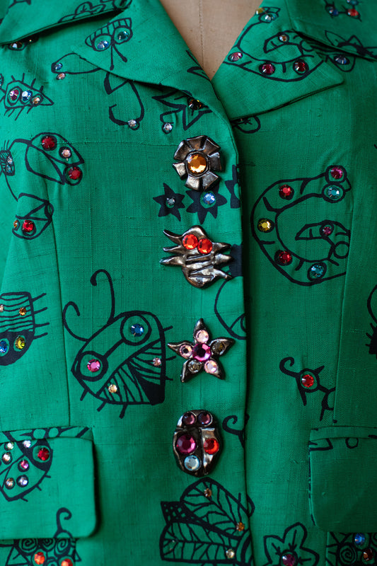 Silk Bug Print Skirt Suit | Todd Oldham Spring 1992