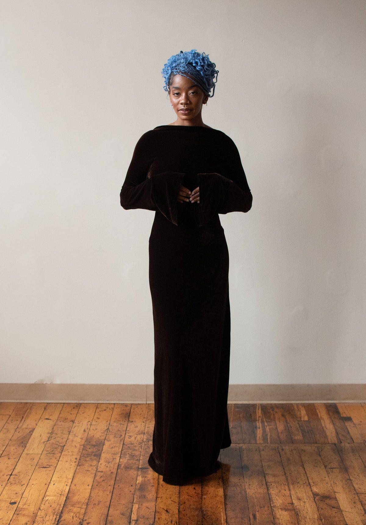 1990s Brown Velvet Dress