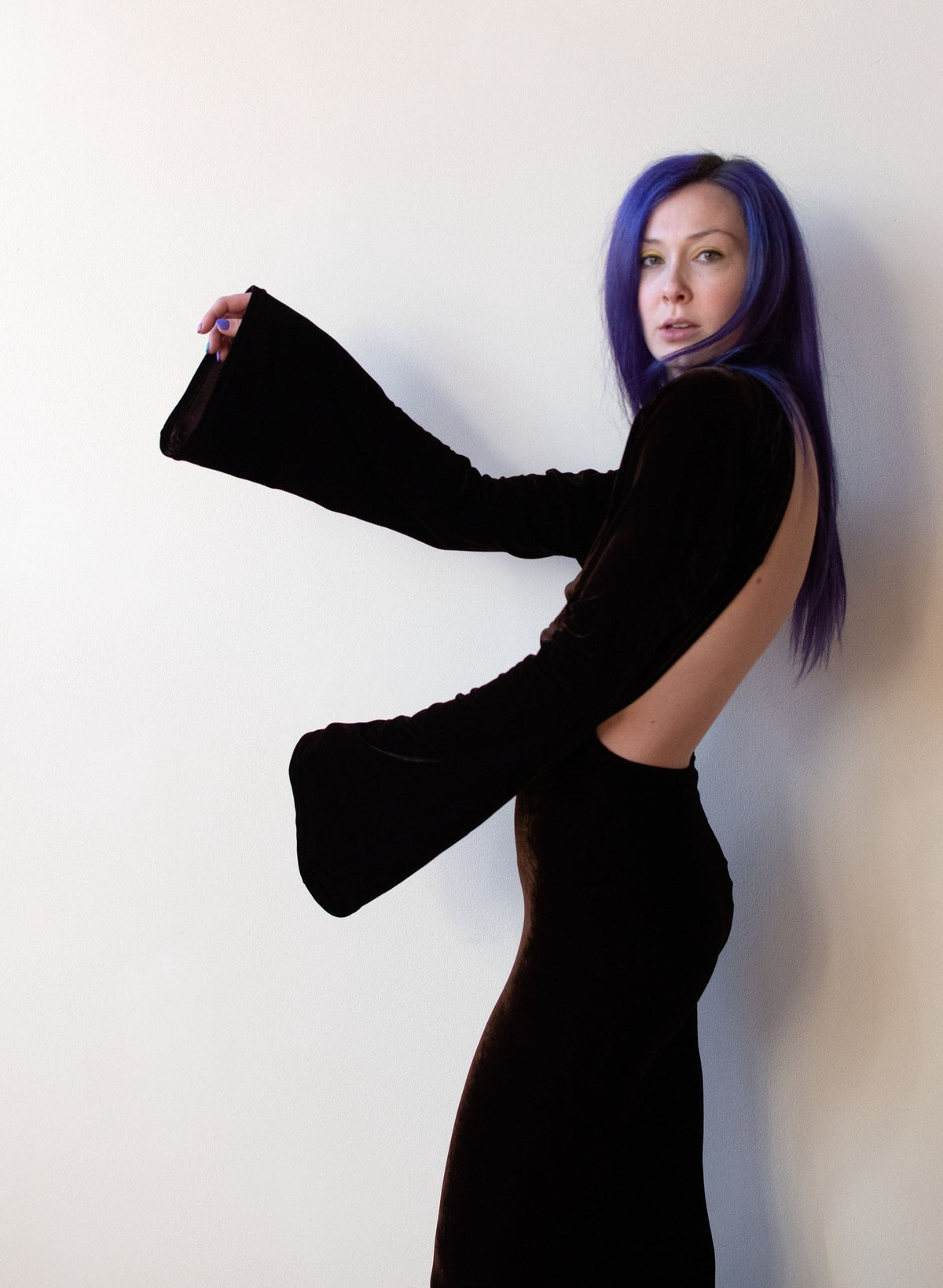 1990s Brown Velvet Dress