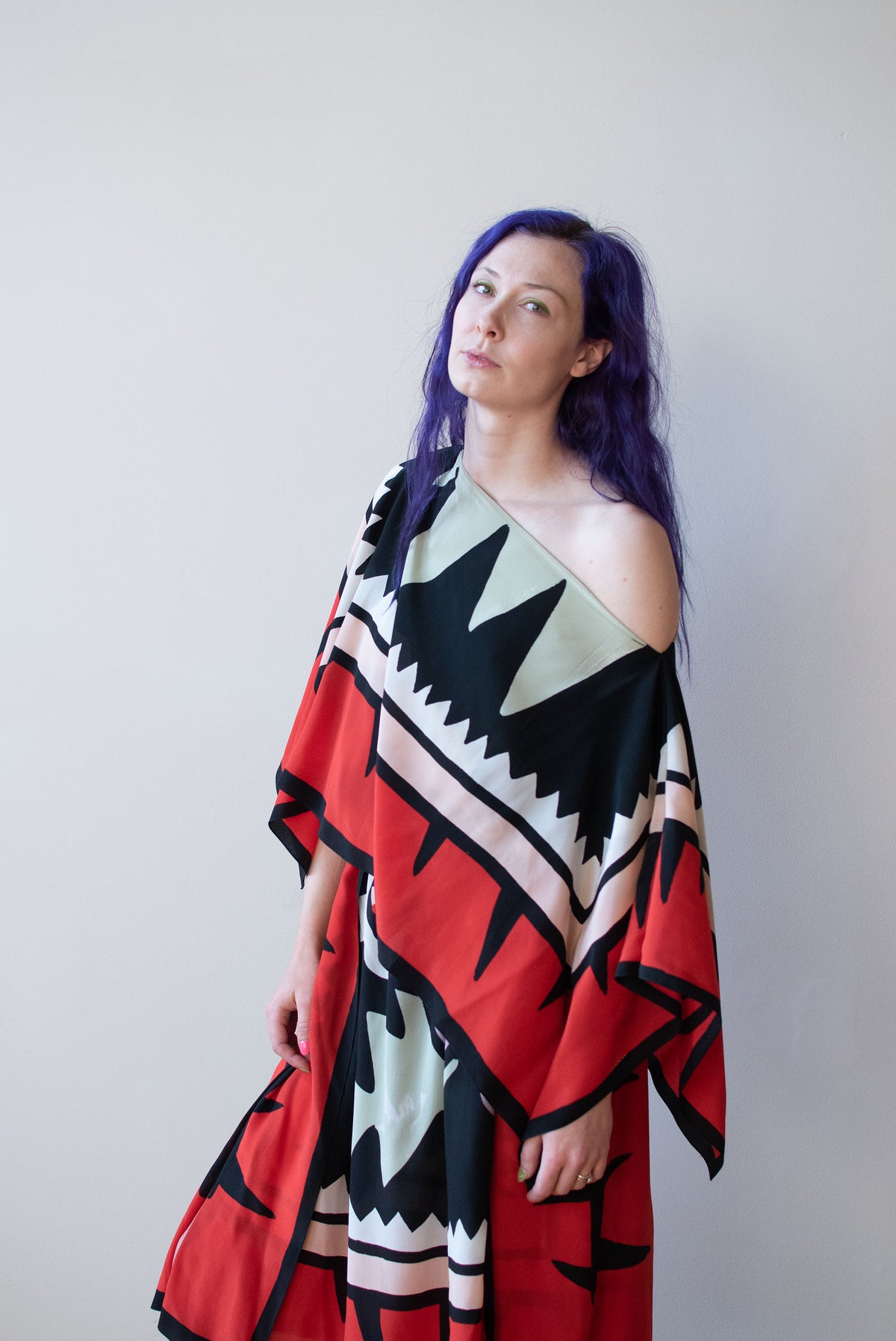 1980s Printed Silk Dress | Michael Vollbracht