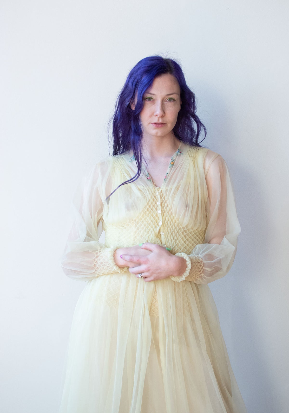 1940s Smocked Nylon Peignoir
